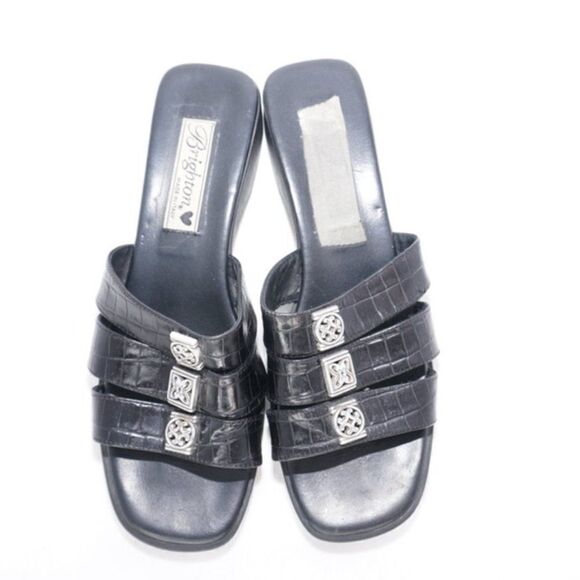 Brighton Vintage Randy Croc Leather Sandals, Size 7.5 - Picture 2 of 8